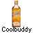 Pixelated static image of a liquor bottle with golden liquid and cork stopper, positioned above the text 'Coolbuddy' in blocky font.