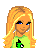Pixel art contact sheet showing a female character in green outfit with cartoon cat logo, long legs ending in snake heads, and "GIR" text.