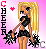 Pixel art cheerleader icon with animated frames showing slight pose changes, pink background, and vertical "CHEER" text.