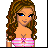 Animated contact sheet showing a cartoon woman character with brown curly hair, blue eyes, and pink-and-white striped top across multiple frames including full-body, torso, skirt, and text panels.