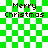 Green and white checkered background with "Merry Christmas" text in four quadrants, each containing a pixelated snowflake animation.