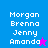 Four display names with star icons; blue has pink star, purple has no star, pink has blue star, and light purple has no star