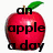 A static image split into two vertical sections: a red apple with green leaf on white background and text, next to red background with white text.