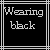 Black background with white pixelated text in four quadrants, framed by a of thin white lines