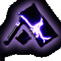 Animated sequence of a hammer with lightning effects on a dark background, showing varying lightning patterns across frames.