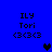 Blue background displays four identical text blocks with 'ILY Tori <3<3<3' and a heart symbol that changes color from black to dark blue.