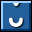 Four blue square with light blue borders show a white pixelated shape transitioning from a U to a V to a Y and back to a U
