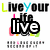 Pixelated text and symbols on white background with color accents; two distinct animated states show text variations and heart symbol.