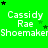 Green background with repeated white text 'Cassidy Rae' and 'Shoemaker', black stars scattered, some green stars visible.
