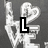 six pixelated white 'LOVE' text icons with heart symbols on a dark gray background, each displaying one letter in black outline
