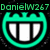 Two side-by-side pixelated icons display 'DanielW267' text above identical teal crown-shaped mouths with white teeth against a black background.