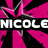 A static image with a pink and black starburst background, featuring the name "NICOLE" in white text across the top.