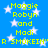 Blue background with white stars and yellow text reading "Maggie Robyn and Modi R SMOKEIN'" repeated in a pattern
