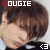 six identical anime-style character portraits with brown hair, each labeled "DOUGIE" and featuring a red or white symbol below
