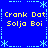 Blue background with yellow text reading "Crank Dat" and "Solja Boi" in four quadrants, surrounded by light blue pixelated borders and star-like symbols.
