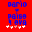 Blue text 'Dario', 'Paige', and 'Eva' on red background with white and pink hearts, two versions differ in heart color sequence.