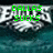 Two side-by-side pixelated images with green text overlays on a dark background featuring a blue water-like pattern.