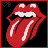 Pixelated red lips and tongue logo animation with text variations across frames on black background, displayed in 3x3 contact sheet layout.