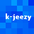 Blue pixelated background with four instances of the text 'k-jeezy' in white, arranged in a pattern