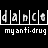Pixelated black-and-white buddy icon with text "dance" in top row and "my anti-drug" below, using blocky 8-bit style on solid black background.