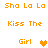 Pixelated orange text and heart symbols arranged in a pattern on white background, with two distinct heart color variations