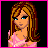 Pixel art contact sheet of a female character named Lauren with long brown hair, pink top, blue jeans, and heart symbols across multiple frames showing pose variations.