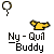 identical yellow genie lamps with white smoke puffs above them, each labeled 'Ny - Quil Buddy' in pixelated text on a gray background