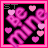 Pixelated pink 'be mine' text with floating hearts on black background, framed by bright pink border.