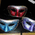 Four identical display a of colorful masks with text labels changing across the top-right and bottom-left positions