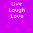 Purple background with pink stars and white text reading Live Laugh Love in four identical quadrants.