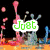 Animated icon with green 'Just' text over colorful abstract background, transitioning to green flower outline with purple 'Re' text on black background.