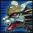 Pixelated dragon head with brown and silver scales, red eyes, and pink tongue against blue background, showing text variations.