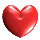 Five red heart-shaped icons arranged in a 3x2 contact sheet grid on a gray background, each with subtle variations in size and shading across frames.