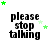 identical 'please stop talking' text icons with green and light-green stars scattered around, some frames showing star movement