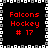 Four identical display red text reading "Falcons Hockey # 17" on a black background with white and gray pixelated border patterns