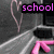 A static image shows a heart-shaped outline, pink arrows, and text reading 'school', 'is', and 'love' on a gray background.
