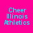 Four identical pixelated text layouts on bright pink background, each with 'Cheer Illinois Athletics' in cyan letters and one green horizontal bar across different lines.