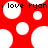Red background with white circles and black text reading 'i love ryan' repeated twice.