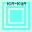 Four variations of a cyan and white square frame design with "Kit-Kat" text at the top, each showing different nested square arrangements.
