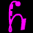 Two animated frames of a pink pixelated icon showing a stylized lowercase 'h' with varying stroke thickness and rounded top elements on black background.