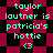 Pixelated text reads 'taylor lautner is patricia's hottie <3' over a checkered background with alternating red and black squares.