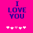 Bright pink background with dark blue text reading "I LOVE YOU" and five pixelated hearts below, two of which are light pink.
