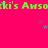 Green text reading "Amsoki's" repeats across a bright pink background with scattered blue and purple stars.