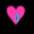 Animated pink heart with blue 'i' on black background, transitioning to coffee cup with red 'admit', then colorful hearts with blue 'it', and finally text fragments.