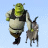 A 48x48 pixel buddy icon featuring Shrek and Donkey from the movie "Shrek 2" in a contact sheet layout with two frames showing different parts of the animation.