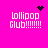 Bright pink background with four identical 'Lollipop Club' text blocks arranged in a , each accompanied by a distinct black pixel symbol above or near it