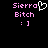 Pixelated text and symbols on black background with pink and white elements, including a heart symbol replacing the 'o' in Sierra.