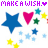 A static pixel art pattern featuring repeating of blue stars, pink hearts, yellow and green stars with 'MAKE A WISH' text in purple above each