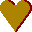 Six golden hearts with red outlines arranged in two , each heart containing white text that reads 'I', 'LO', or 'LOVE' on a light gray background