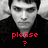 A black-and-white image of a person with hands behind head, red text 'please ?' and 'ill be good!!!' appears sequentially over the image.